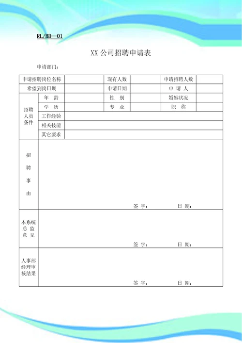 曲靖曙光医院人力资源表单总结