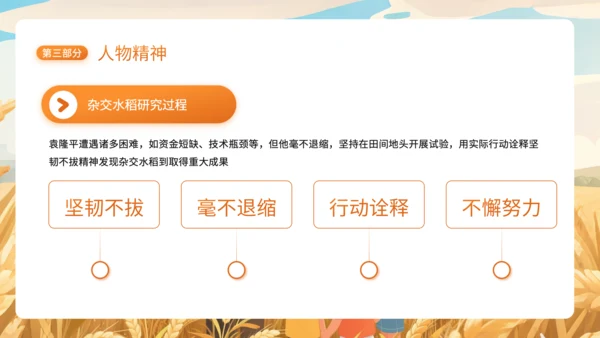橙色插画风杂交水稻之父袁隆平PPT