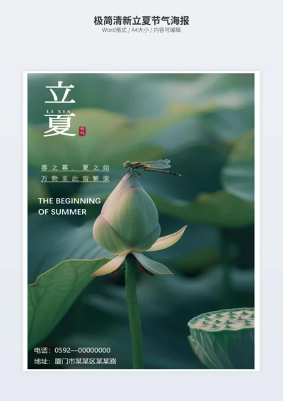 极简清新立夏节气海报