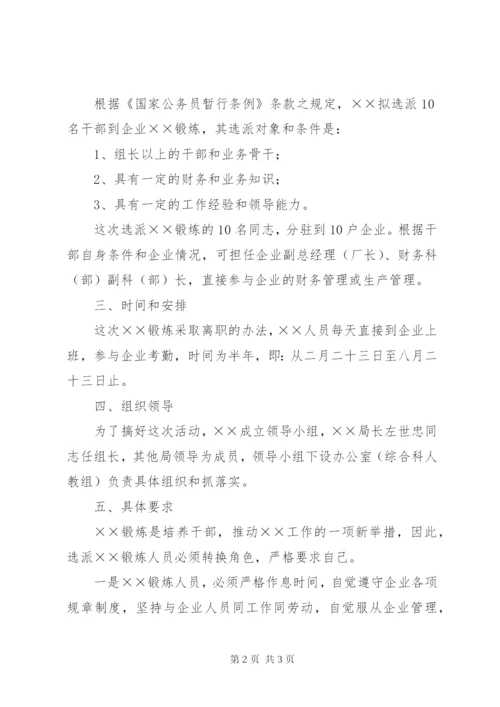 国税局选派中层干部到企业锻炼实施方案精编.docx