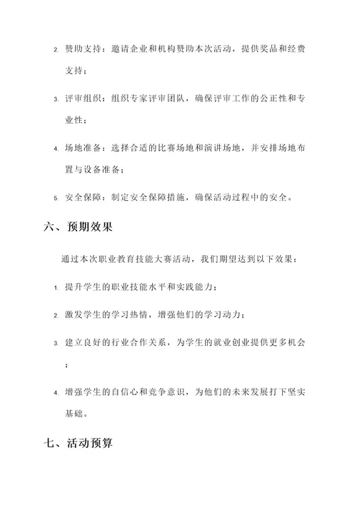 职业教育技能大赛活动方案