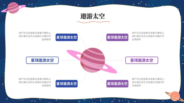卡通手绘风宇宙太空星球主题说课课件ppt模板