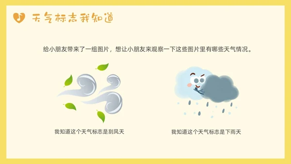 黄色小清新大班心情预报PPT课件