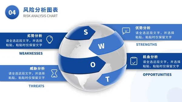 SWOT风险分析图表数据报表PPT模版
