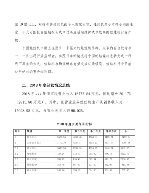 太原娃娃机生产加工项目总结报告