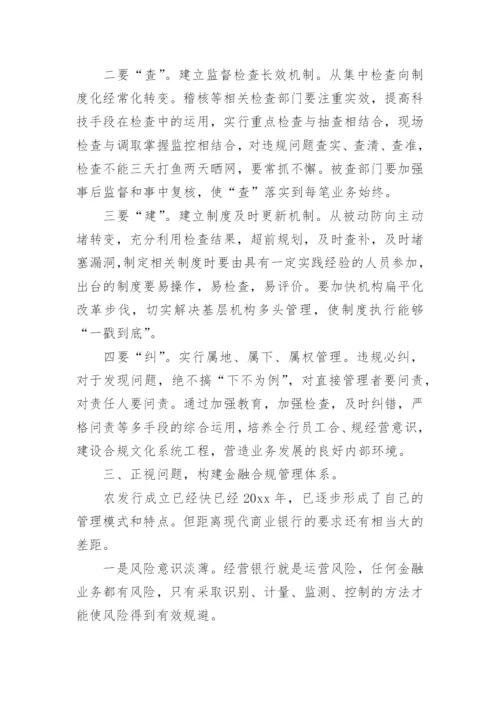 银行合规检查人员工作总结.docx