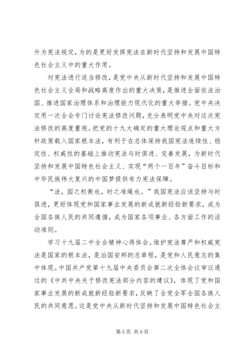 学习党的十九届二中全会精神心得体会4篇.docx