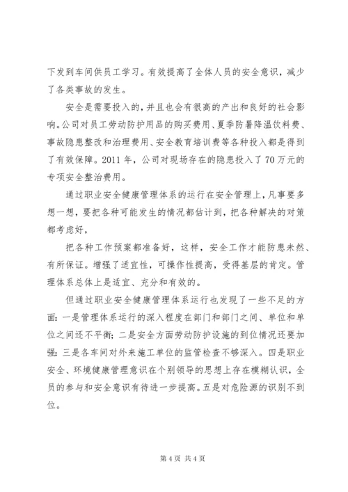 职业健康安全管理体系运行报告 (4).docx
