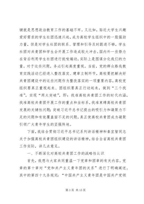在部分高校共青团工作座谈会上的讲话.docx