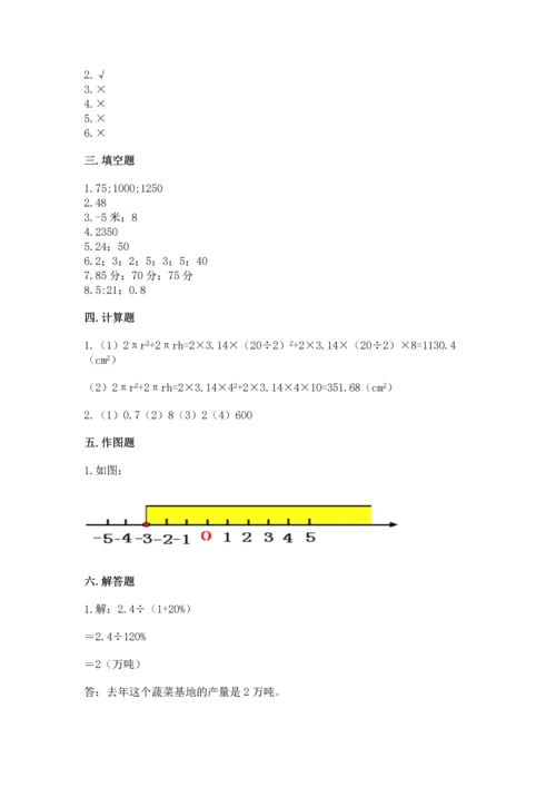 北师大版六年级下册数学期末测试卷精选答案.docx