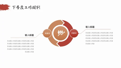 红色金色简约中国风季度工作总结PPT模板