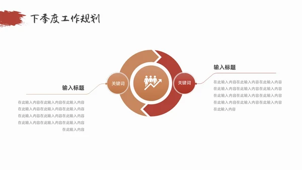 红色金色简约中国风季度工作总结PPT模板