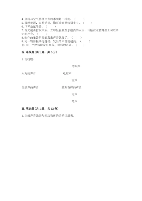 教科版科学四年级上册第一单元声音测试卷含完整答案【名师系列】.docx
