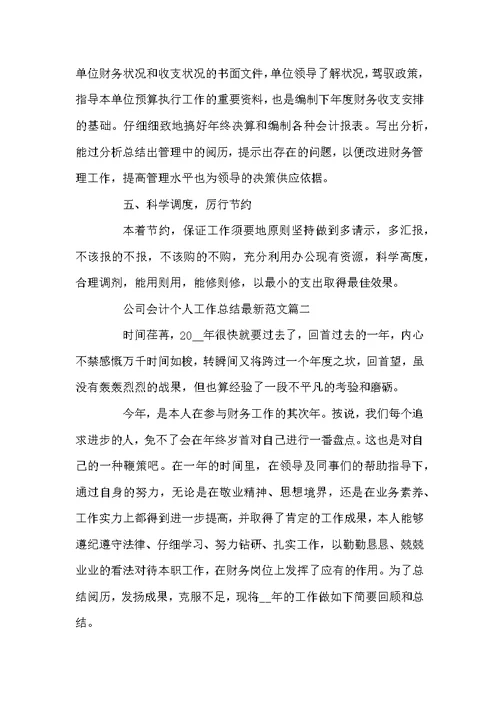 公司会计个人工作总结最新范文5篇