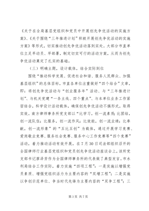 市直机关创先争优活动检查情况汇报.docx