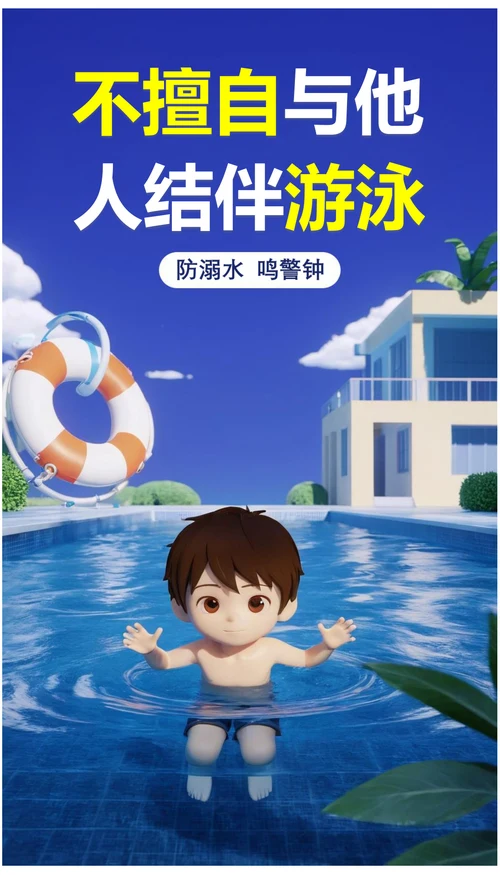 暑期防溺水不与他人结伴游泳安全宣传海报