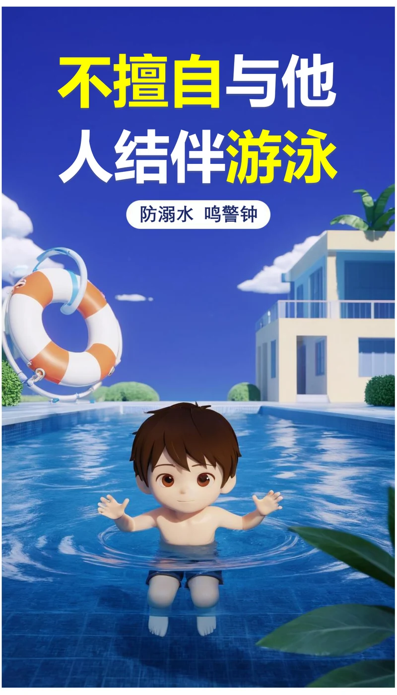 暑期防溺水不与他人结伴游泳安全宣传海报
