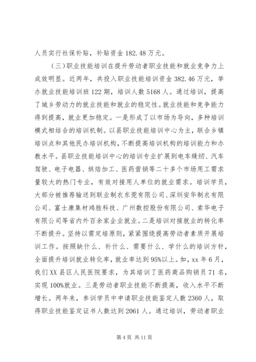 县就业专项资金使用管理情况自查报告.docx