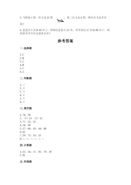 人教版二年级上册数学《期中测试卷》带答案（实用）.docx
