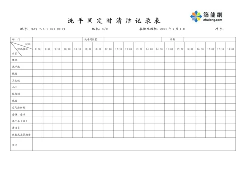 洗手间定时清洁记录表》.docx