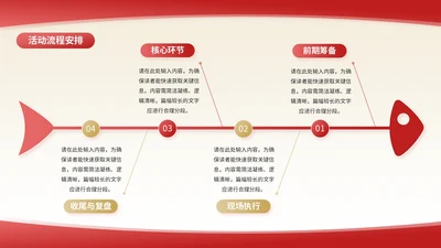 红色商务风4项流程PPT单页