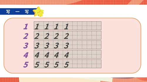 卡通一年级数学《1-5的认识》课件PPT模板
