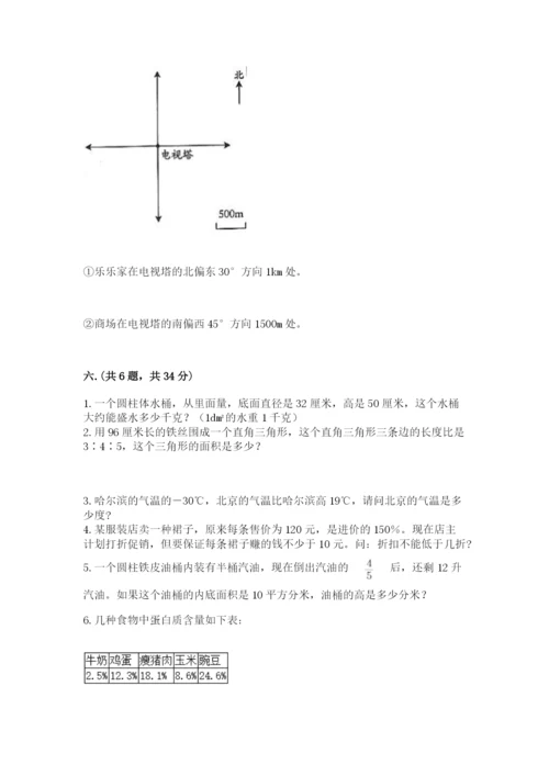 小学六年级数学期末自测题含答案【夺分金卷】.docx