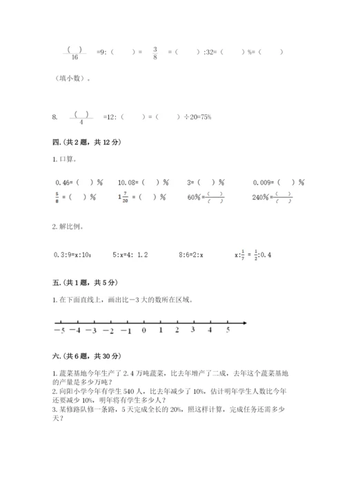 小学六年级数学摸底考试题附完整答案（夺冠系列）.docx