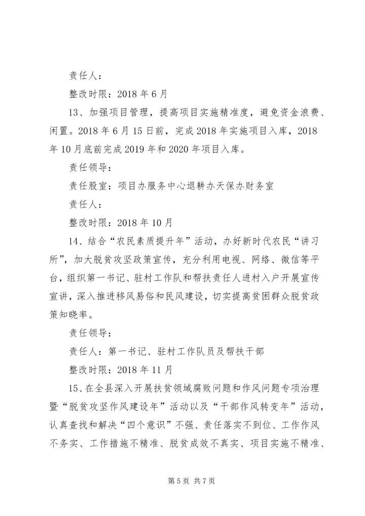 脱贫攻坚突出问题整改分工方案.docx