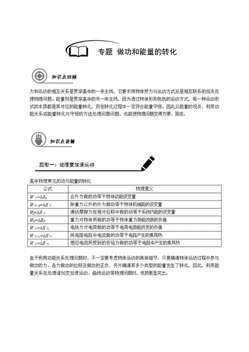 专题做功和能量的转化