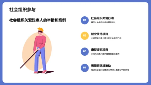 蓝色插画国际残疾人日科普介绍PPT模板