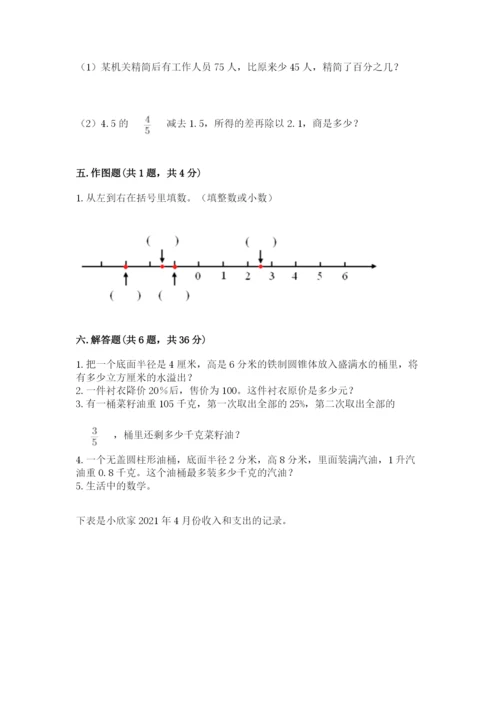 云和县六年级下册数学期末测试卷附精品答案.docx