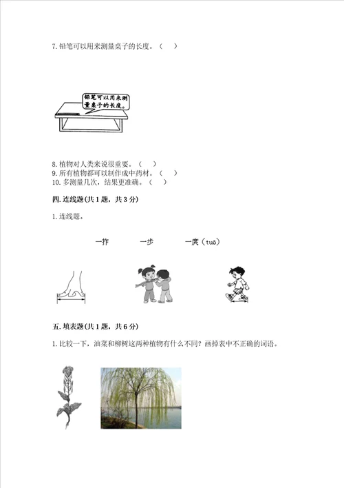 教科版一年级上册科学期末测试卷及参考答案巩固