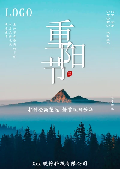 中国传统节日重阳节宣传海报