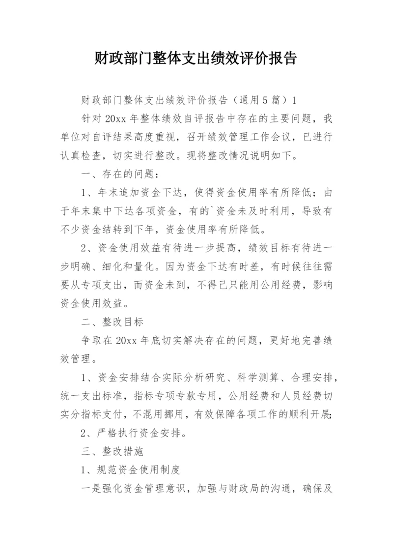 财政部门整体支出绩效评价报告.docx