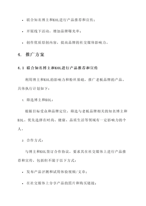 老板品牌推广策划书