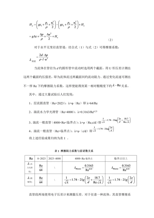 2023年化工原理流体阻力实验报告北京化工大学.docx