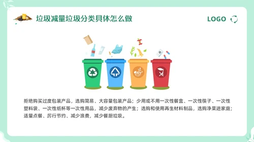 绿色卡通垃圾分类督导员培训PPT模板宣传PPT动态PPT