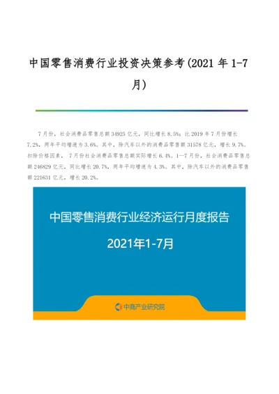 中国零售消费行业投资决策参考(2021年1-7月).docx