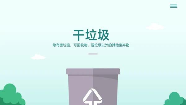 青色卡通风垃圾分类指南
