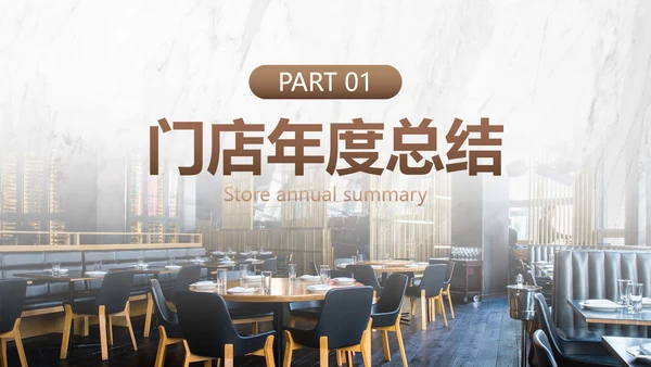 豪华餐饮门店年终汇报总结PPT模板