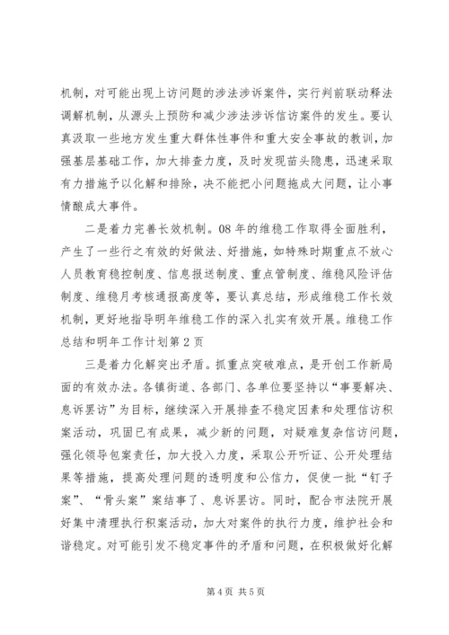 维稳工作总结和明年工作计划 (2).docx