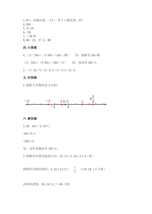 淮阴县六年级下册数学期末测试卷附答案.docx