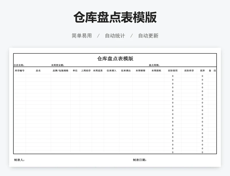 仓库盘点表模版