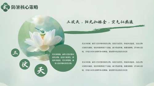 绿色清新夏季防暑降温健康指南PPT模板