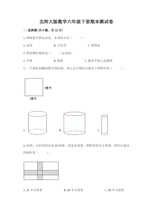 北师大版数学六年级下册期末测试卷含答案（满分必刷）.docx