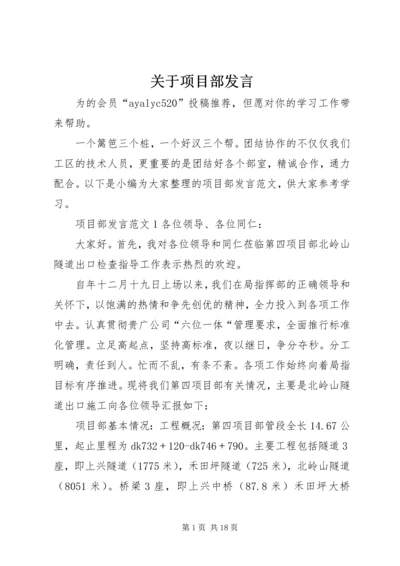 关于项目部发言.docx