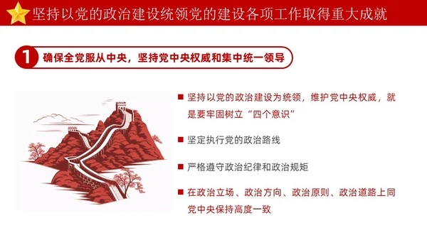 红色简约坚持以党的政治建设统领党的建设PPT模板党的建设（党课）