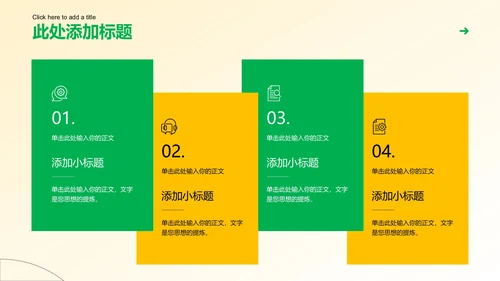 黄绿色清新风总结汇报通用PPT演示模板