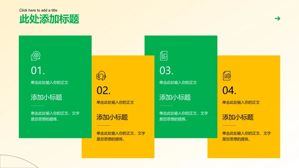 黄绿色清新风总结汇报通用PPT演示模板